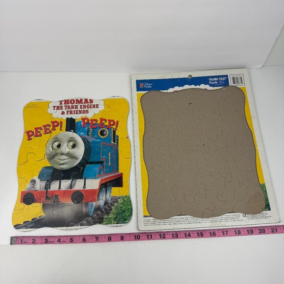 Vtg 1997 Thomas Tank Engine Friends Cardboard Frame Tray Puzzle 22pc Golden Book - Picture 4 of 13